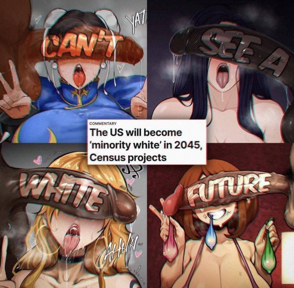 jenny_gothic's tweet photo. Whitebois can't see a White future... because they're too busy getting drowned out, creampied, and replaced by 2045. ♡

Open wide and say 'thank you for the diversity, cucks your grandkids are gonna be calling this 'progress' while they beg for scraps in the new minority.

Can't see a White future? ✨

Exactly whiteboi. 

Keep coping while the Census counts down your extinction. Ahegao for replacement it's what you deserve ♠️