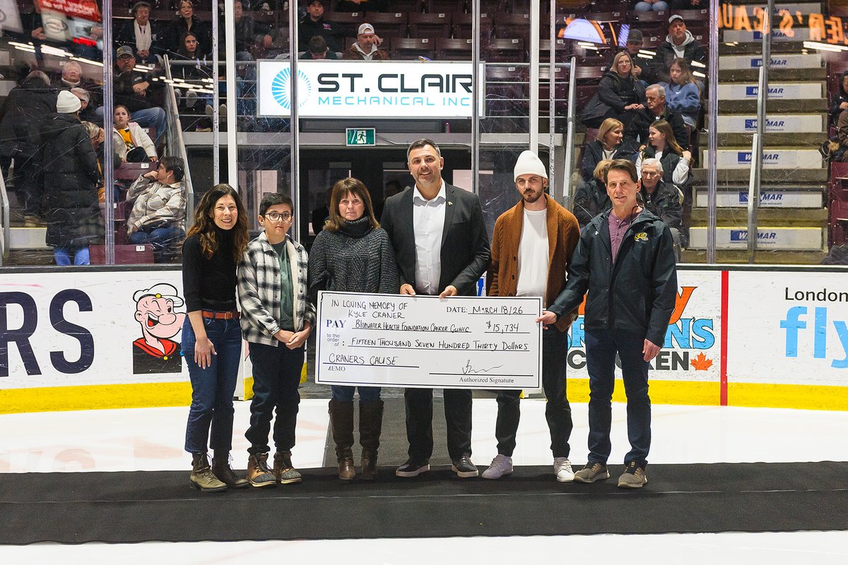 StingHockey's tweet photo. This season, every goal scored was bigger than hockey. Through Craner’s Cause, we committed $10 per goal to support the Bluewater Health Cancer Clinic redevelopment, a cause inspired by Kyle Craner.

Learn more about Kyle’s story at the link below
https://t.co/My5Pkb6SAL https://t.co/dgEgh0l5oD