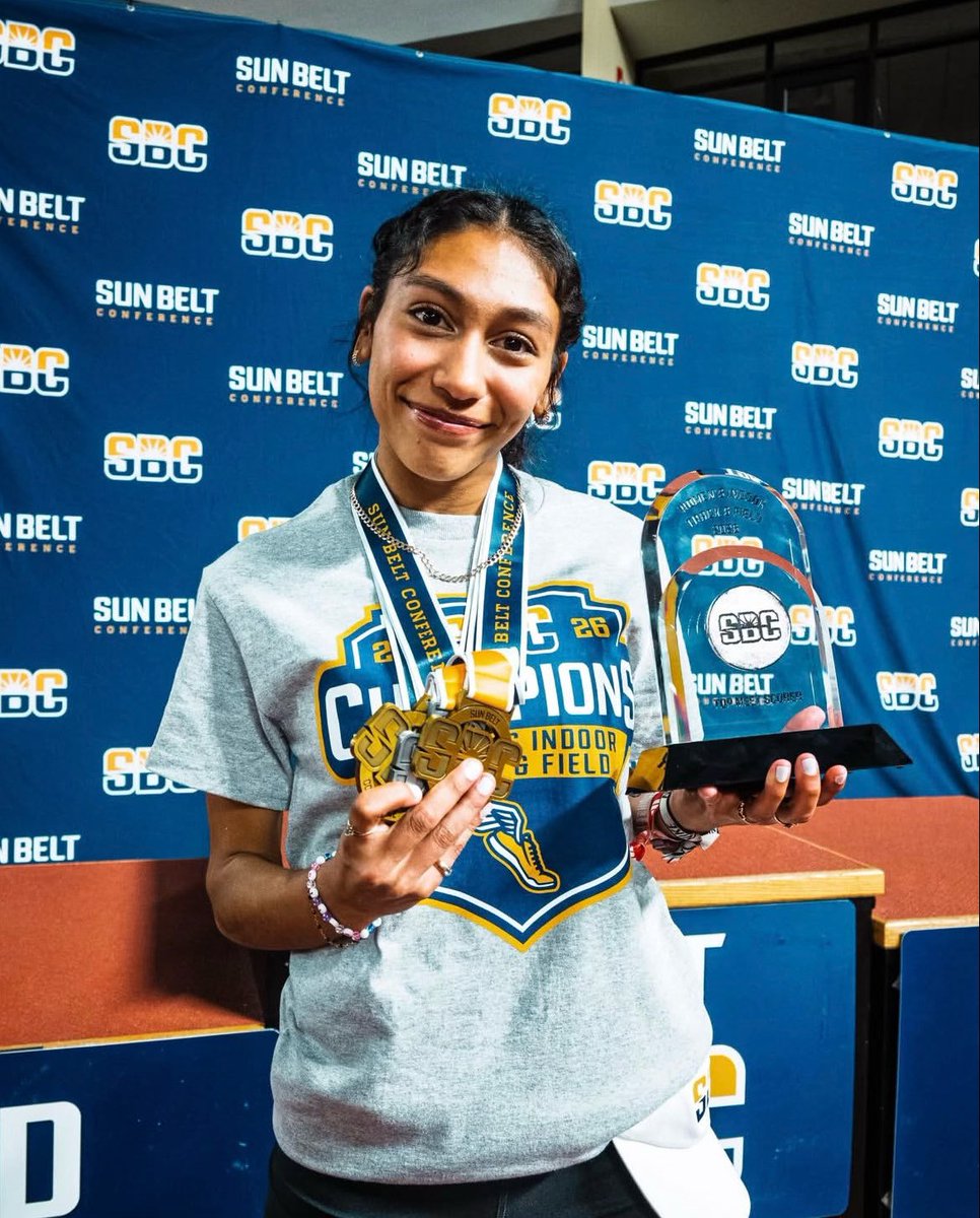 TXSTBobcatClub's tweet photo. Student-Athlete Spotlight ⭐️
 
This month we are proud to highlight Abigail Parra of Texas State Women’s Track! 

🏆 2026 Sun Belt Women’s Indoor Track Performer of the Year 🥇 2026 All-Sun Belt First Team (Indoor) …and many more
 
Swipe to read her letter to the Bobcat Club and see the impact your support makes. Support student-athletes like Abigail during Step Up For State ⬇️ 🔗 https://t.co/Cm2Poy1fXh…
 
#StepUpForState