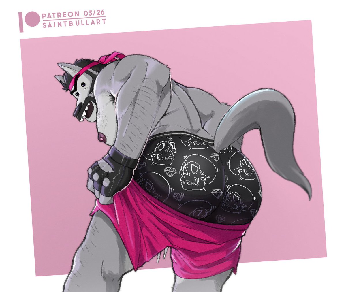 SaintBullArt's tweet photo. Artichoke show's off his MANLY underwear! #buddythunderstruck https://t.co/EgNLYQHlId