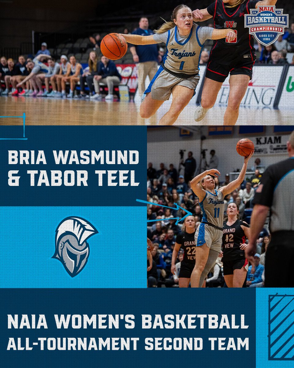 dakotastate_wbb's tweet photo. Bria Wasmund and Tabor Teel delivered all tournament long and earned national honors ⚔️

Teel averaged a double-double (14.8 pts, 10.8 reb) with 19 total blocks, while Wasmund led the offense and dropped 21 in the Round of 16.

A historic run. Well-earned.

#DSUWBB #GoTrojans https://t.co/ddiwXVDROv