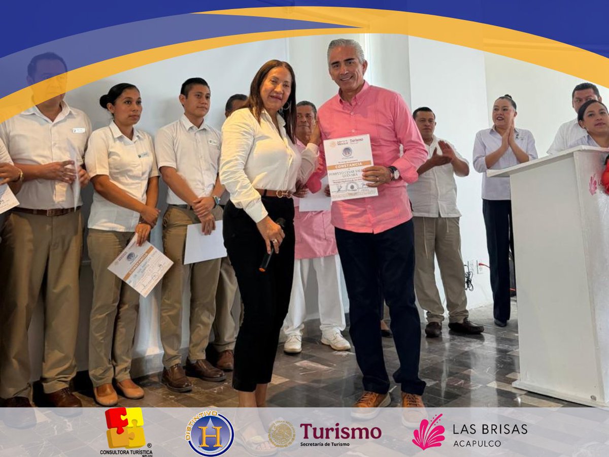 CONSULTURISTICA's tweet photo. Entrega de Constancias en el Hotel Las Brisas Acapulco a los colaboradores que participaron en el proceso de capacitación y cumplimiento de los lineamientos para la obtención del Distintivo H. https://t.co/A2hOgDFF6O