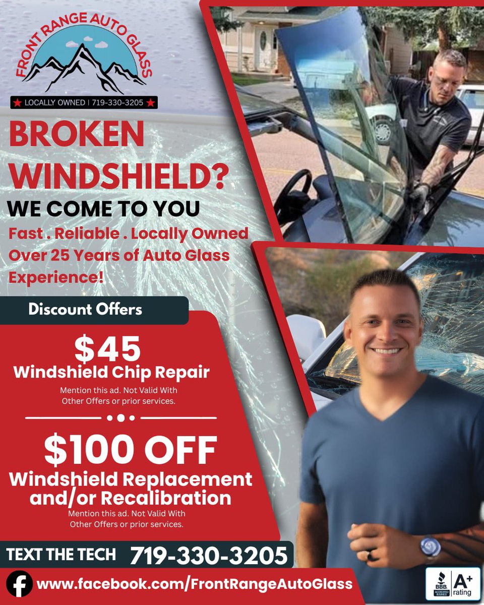 SaradaC76's tweet photo. We understand that the price for most things these days are crazy high. Front Range Auto Glass is offering specials to help. Text 719-330-3205 if you need a repair. 🤘🚘 #StartWithTrust https://t.co/CPADQjoZjM