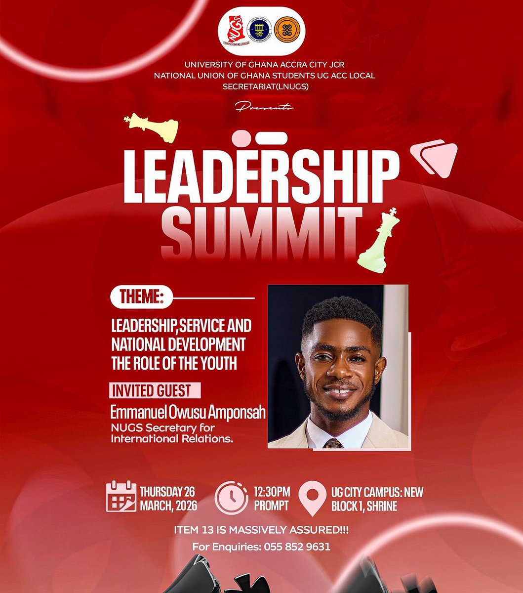 Manuel_LiFe67's tweet photo. Let’s meet tomorrow at University of Ghana, Accra City Campus. 

LEADERSHIP SUMMIT❤️ https://t.co/VSvjvA6Usc