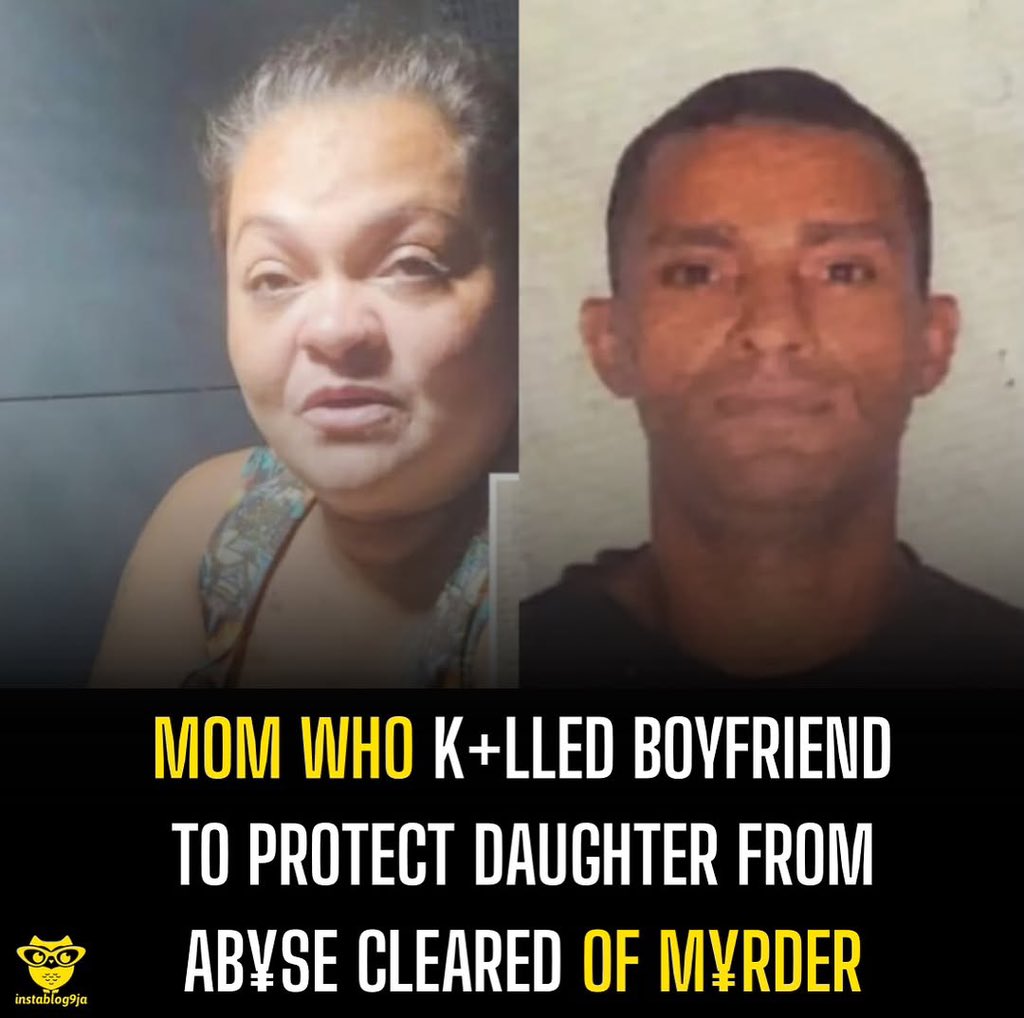 instablog9ja's tweet photo. Mom Who K+lled Boyfriend to Protect Daughter from Ab¥se Cleared of M¥rder

A Brazilian mother has been acquitted after admitting to k+lling her boyfriend, saying she acted to protect her young daughter from alleged ab¥se.

Erica Pereira da Silveria Vicente told authorities the incident happened in Minas Gerais after she discovered disturbing messages her partner, Everton Amaro de Silva, had sent to her 11-year-old daughter.

Reports say she rushed home after hearing her child’s distress and intervened. Prosecutors argued the act was premeditated, claiming she had earlier given him medication before att@cking him.

Investigators later traced evidence back to her home, where she also handed over the w+apon used. The mom allegedly spiked de Silva’s drink with Klonopin, a medication used to treat seizures, and then st@bbed and clubbed him while he was unconscious, according to prosecutors.

A teen who heard screams helped the mom carry the body to wasteland in Belo Horizonte, where Vicente c¥t off the d£ad man’s genitals and set f+re to his body, jurors were told. Cops linked Vicente to the k+lling after following a trail of bl+od to her Belo Horizonte apartment and she handed over the kn#fe.

She confessed to the k+lling, but insisted it was only to save her 11-year-old daughter. After a short trial, the jury ruled in her favour, clearing her of all charges, including homicide. The judge upheld the decision, bringing the case to a close. Vicente, who had already spent about a year in custody awaiting trial, has now been officially released.