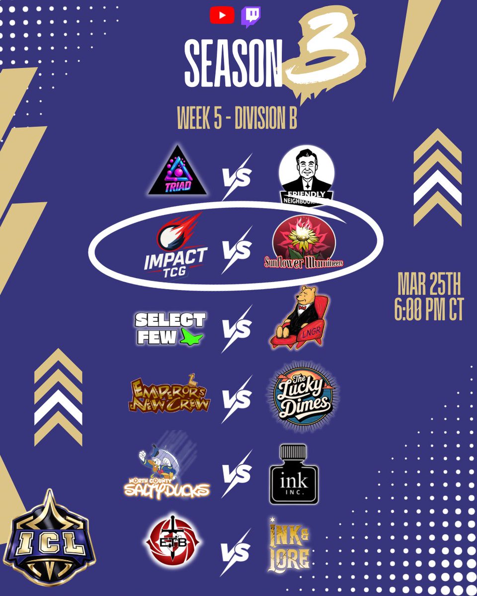 IllumineerCL's tweet photo. That’s right! You get to watch some great #Lorcana tonight! @Impact_TCG ☄️ and @SunIllumineers 🌻 go head to head as both teams look to climb back up in the standings! Don’t miss out!

🔗⬇️ https://t.co/ltqVa37y4W