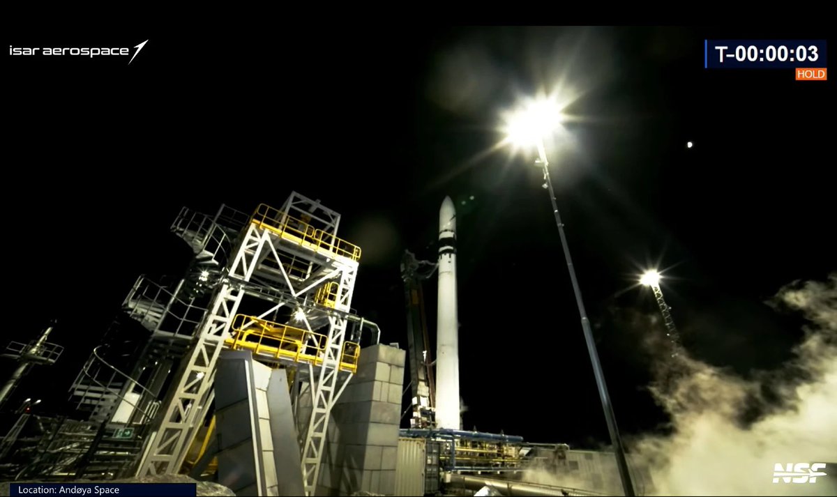 RevesdEspace's tweet image. 🚀 À 3 secondes avant le décollage, le compte à rebours du lancement de #Spectrum d'Isar Aerospace a été arrêté. On n'en connaît pas la raison pour le moment.
La fenêtre de lancement étant terminée à 20h50 UTC, le lancement a été reporté. Nouvelle date à venir