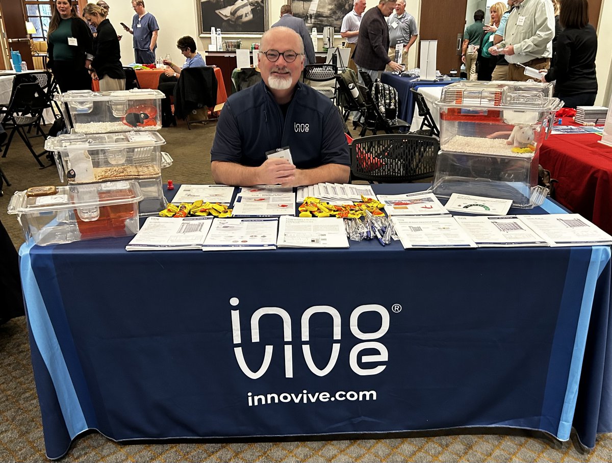 Innovive's tweet photo. Greetings from Warren Riley, who attended Mid-South AALAS this week. Innovive's two decades in the business of disposable IVC caging and systems have taught us that the best ideas come from conversations with our customers and the incredible life sciences community we're grateful to be a part of. 

#InVivo #Preclinical #LifeSciences #Biotech #LabAnimalScience #Vivarium