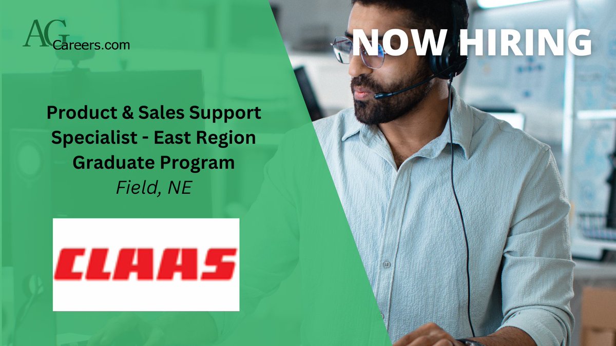 AgCareers's tweet image. .@CLAAS_America is looking to #HIRE a Product &amp;amp; Sales Support Specialist East Region Graduate Program in Field, NE!

In this role, you will grow your sales and international business skills by supporting dealers and driving sales.

Apply now on #AgCareers:
ow.ly/L3uV50Yyh7A