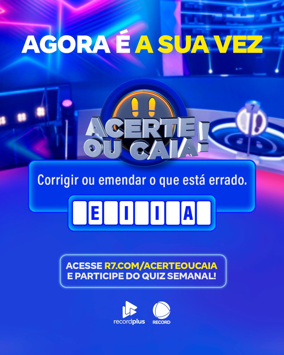acerteoucaia's tweet image. Para quem já precisou mandar muitos e-mails, essa aqui vai ser fácil. Sempre tem um errinho que precisa ser corrigido! 🤫

O #AcerteOuCaia é domingo (29), logo após o #Boom, na tela da #RECORD! 💪