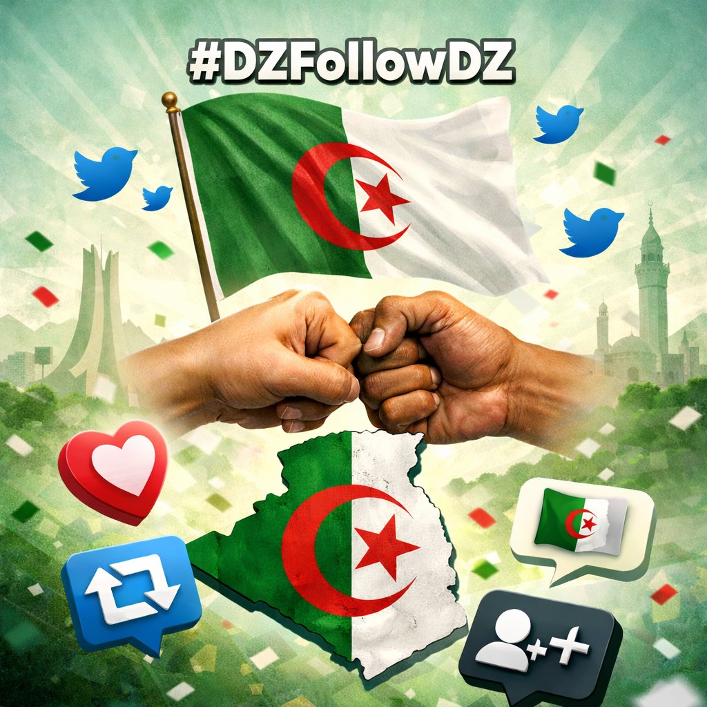 🌐 𝐎𝐏𝐄𝐑𝐀𝐓𝐈𝐎𝐍 𝐃𝐙 𝐅𝐎𝐋𝐋𝐎𝐖 𝐃𝐙 🇩🇿

🗣️ On se follow entre Algériens.
On se soutient.
On donne de la force aux nôtres.

❤️ Like
🔁 RT
🇩🇿 Commente pour être suivi par la communauté DZ

⚠️ PHASE 3 en commentaire ⬇️

#DZfollowDZ