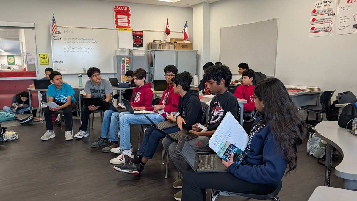DeWitt_Perry's tweet photo. Great discussions happening across campus! 🗣️📚 Students are participating in Socratic Seminars in multiple classes—asking thoughtful questions, sharing ideas, and supporting their thinking with evidence. Proud of our Eagles for leading such meaningful conversations! 🦅❤️ https://t.co/44RoWOsgwC