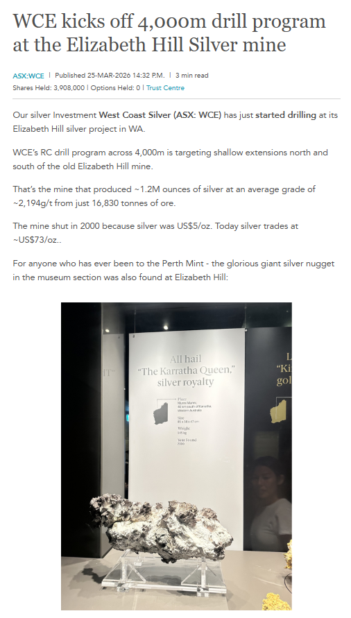 wcsilver_'s tweet photo. 📰 $WCE featured in Next Investors  

" The recent AC drilling results from immediately to the north of the known mineralisation/mine are worthy of follow up and WCE is now drilling with a deeper capable RC rig. WCE said the results are to be used in open pit resource planning and a scoping study. This drilling began today."

Read here for more: https://t.co/22JXky0TZe