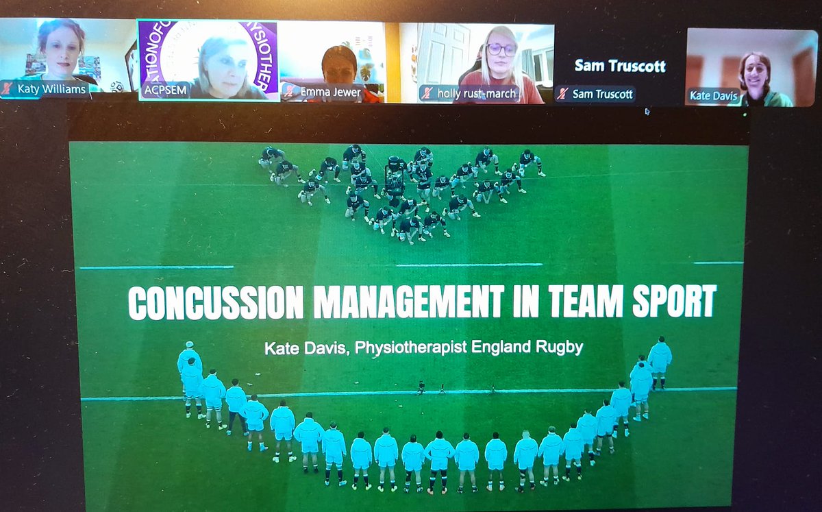 physiosinsport's tweet photo. A fantastic evening hosting Emma Jewer from @HobbsRehab, Holly Rust-March from @The_BBSA and Kate Davis from @EnglandRugby on, 'Concussion Rehabilitation in Sport'. Free to @physiosinsport members and £15 to non members. The recording will be accessible on our website soon https://t.co/zeTph0EEyU