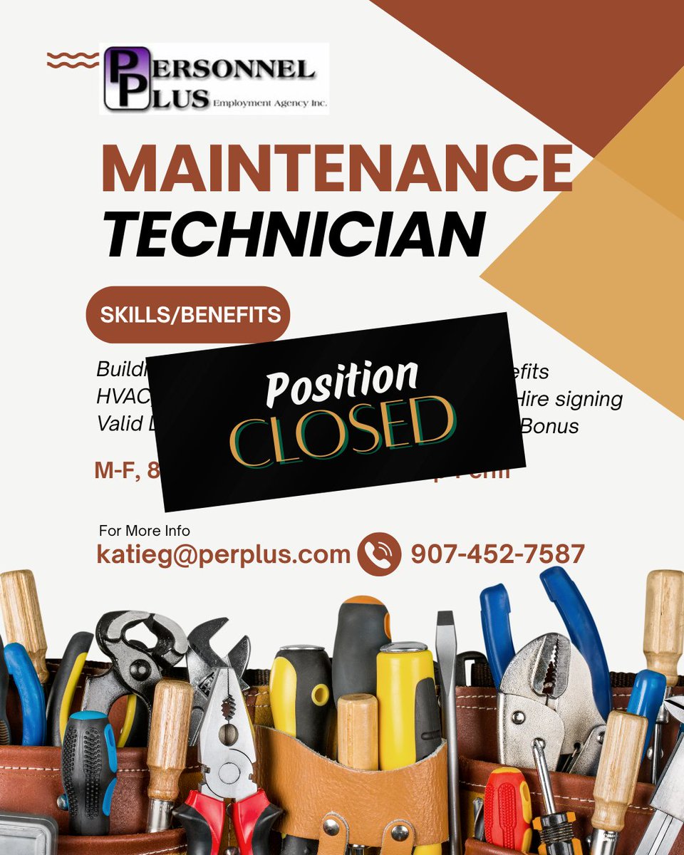 perplus99709's tweet photo. Maintenance Technician closed. https://t.co/GRUbjOE9uu