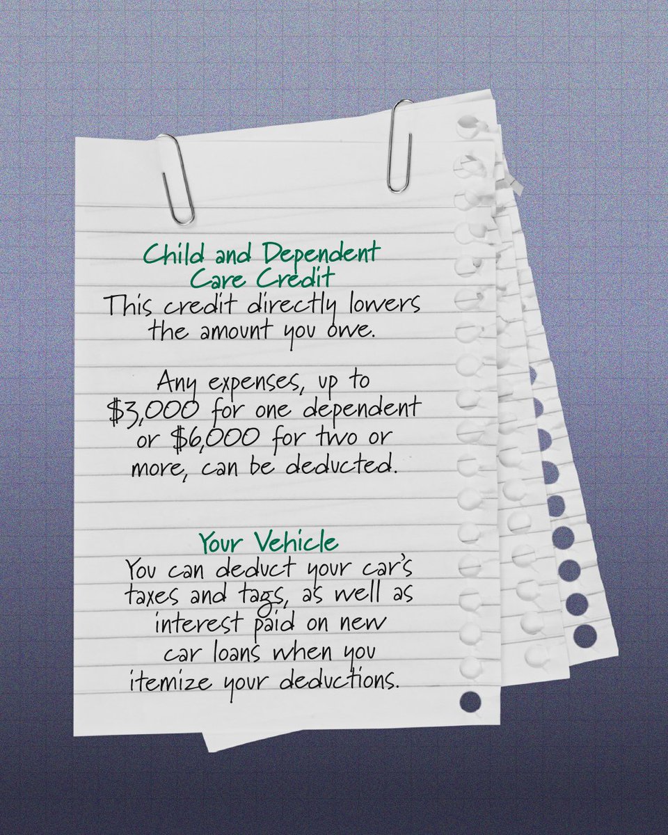 VeridianCU's tweet photo. Tax season can be a great chance to keep more of what you earn. From tax deductions to credits, there may be ways to lower what you owe or boost your refund. Swipe through for a few opportunities that can help you make the most of this year’s return 💸 https://t.co/Cxx8lH8evm