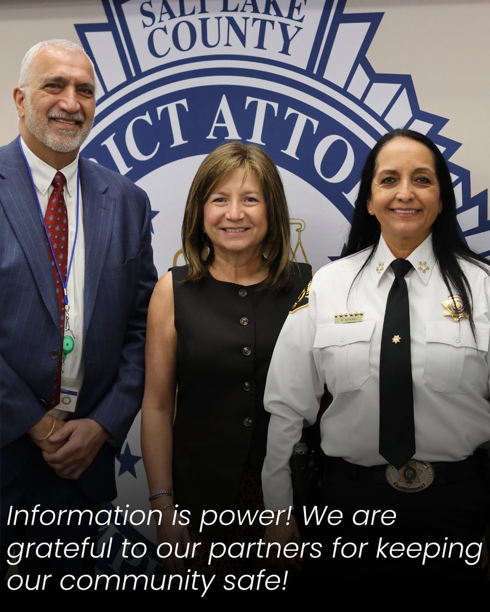 SLCountyDA's tweet photo. For the last two days, the Salt Lake County District Attorney’s Office has hosted a critical conversation on strangulation investigations for nearly 100 law enforcement partners, prosecutors, and social workers. Strangulation is a leading risk factor regarding domestic violence homicides. Victims who experience non-fatal strangulation by an intimate partner are 750% more likely to be murdered by that partner in the future. Salt Lake County is dedicated to preventing domestic violence homicides and training our law enforcement officers about the danger of strangulation is one step to accomplishing those goals. Information is power! We are grateful to our partners for keeping our community safe!