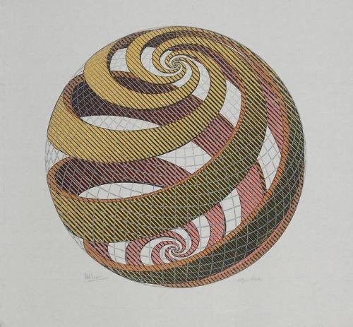 Pixel0Symphony's tweet photo. M. C. Escher, Sphere Spirals. 1958.

Woodcut. https://t.co/0xoGdvpGqp