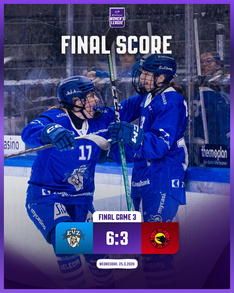 Zug gewinnt auch das dritte Finalspiel!🌟🏆️

Zug remporte aussi le troisième match de la finale ! ⚡️

Zug vince anche la terza partita della finale! 💥

#PostFinanceWomensLeague