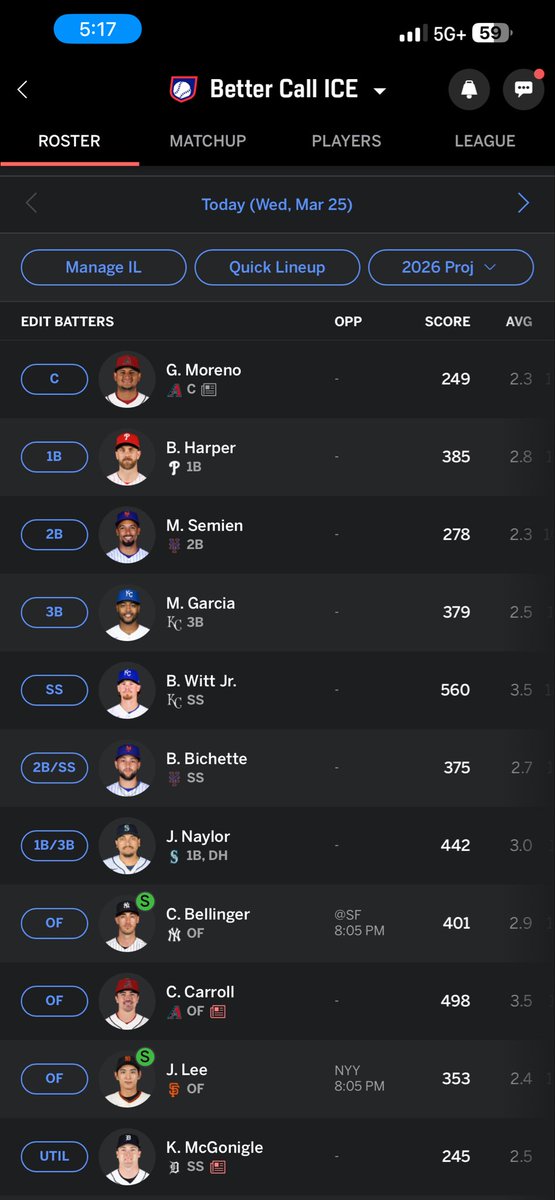 thatpointsguy's tweet photo. @James_Schiano 12 team H2H points standard ESPN scoring except +2 for SB https://t.co/odcdgVrBVx