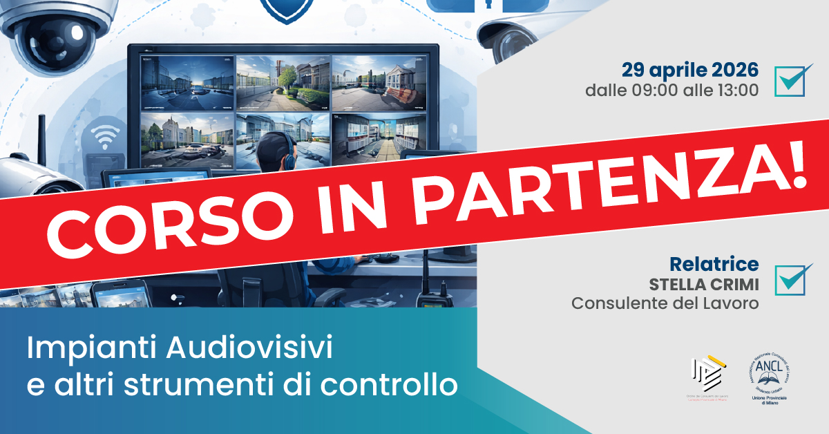 🎥 Impianti audiovisivi e strumenti di controllo – Regole e applicazioni operative
📧 Info &amp; iscrizioni: anclmilano.it/formazione-anc…

#ControlloLavoratori #ImpiantiAudiovisivi #DirittoDelLavoro #ConsulentiDelLavoro #FormazioneProfessionale #ANCLMilano