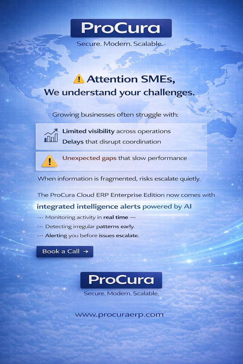 TheDigiHubs's tweet photo. Introducing ProCura Cloud ERP Enterprise Edition. Book a demo today. https://t.co/06abMxNgQ1 https://t.co/5PhRndOyh5