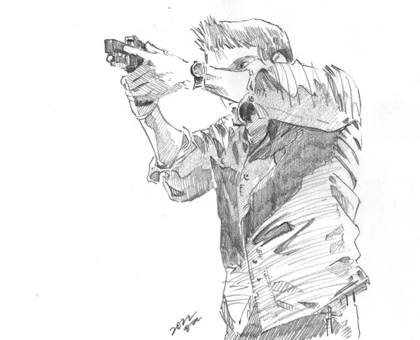 銃模写、2022頃。この頃凄く創作に対し貪欲であった故2023に小さい賞もらえたんだろうなと鑑みる 