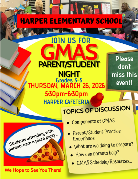 HarperEagles's tweet image. Ready for GMAS success? 🎯 Join our GA Milestones Parent/Student Night for grades 3-5 — Thu, Mar 26 at 5:30 PM. Learn GMAS components, parent/student practice experience, get schedules &amp;amp; resources. Students who attend with parents earn a pizza party! 🍕 #GMAS #FamilyLearning