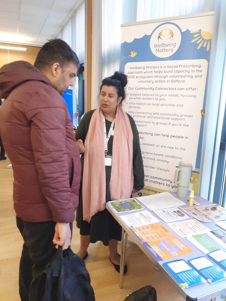 MattersSalford's tweet image. Our team Kajal and Jerry over at South East Salford's Men's health event over at Pendleton Gateway offering support to men in Salford connect to local activities and groups #Salford #Menshealth