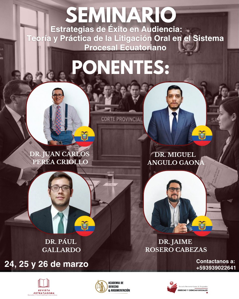La litigación oral es una herramienta central para construir una defensa efectiva. El día de hoy a las 18h00, hablaré sobre el interrogatorio y el contrainterrogatorio.

Para más información: wa.me/message/JXNUNQ…