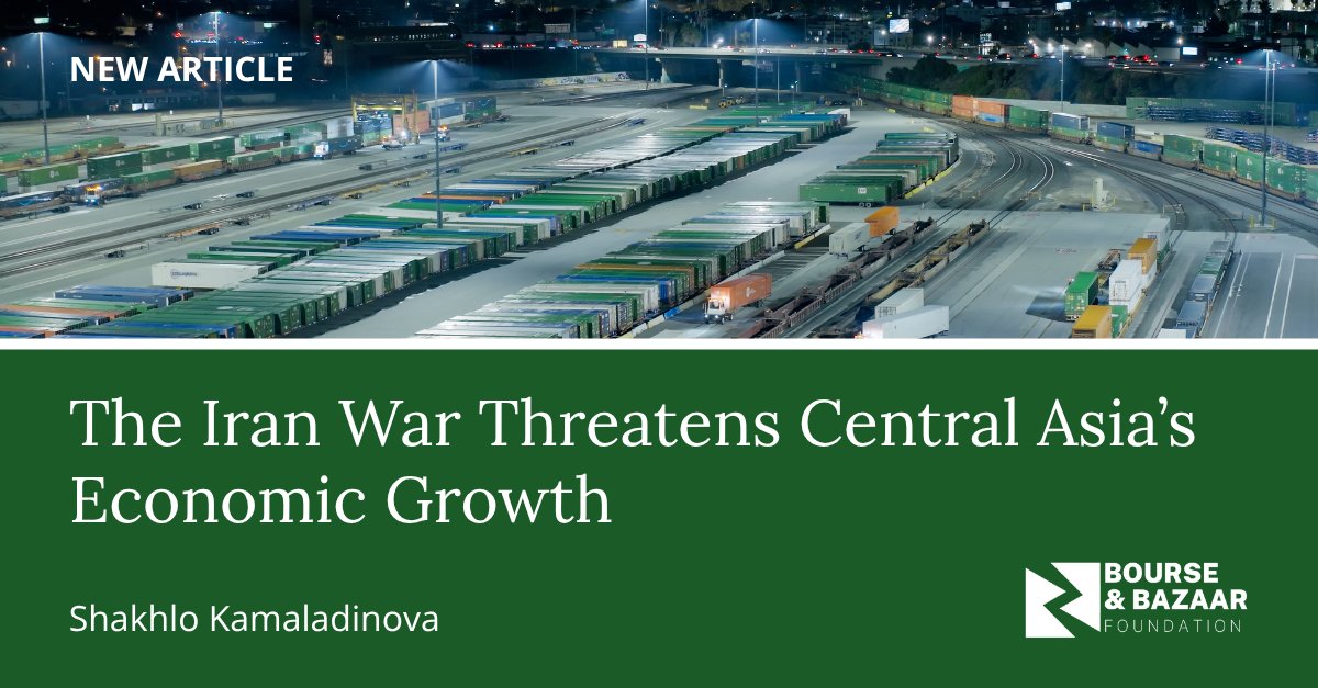yarbatman's tweet photo. In this new piece, my Tashkent-based colleague Shakhlo Kamaladinova examines the spillover effects of the Iran war for the landlocked economies of Central Asia. Drawing on recent data and statements from senior Uzbek and Kazakh officials, she highlights the significant impact that disruptions to maritime trade and air freight will have on Central Asian supply chains. Link here: https://t.co/XwWXbwoGGk