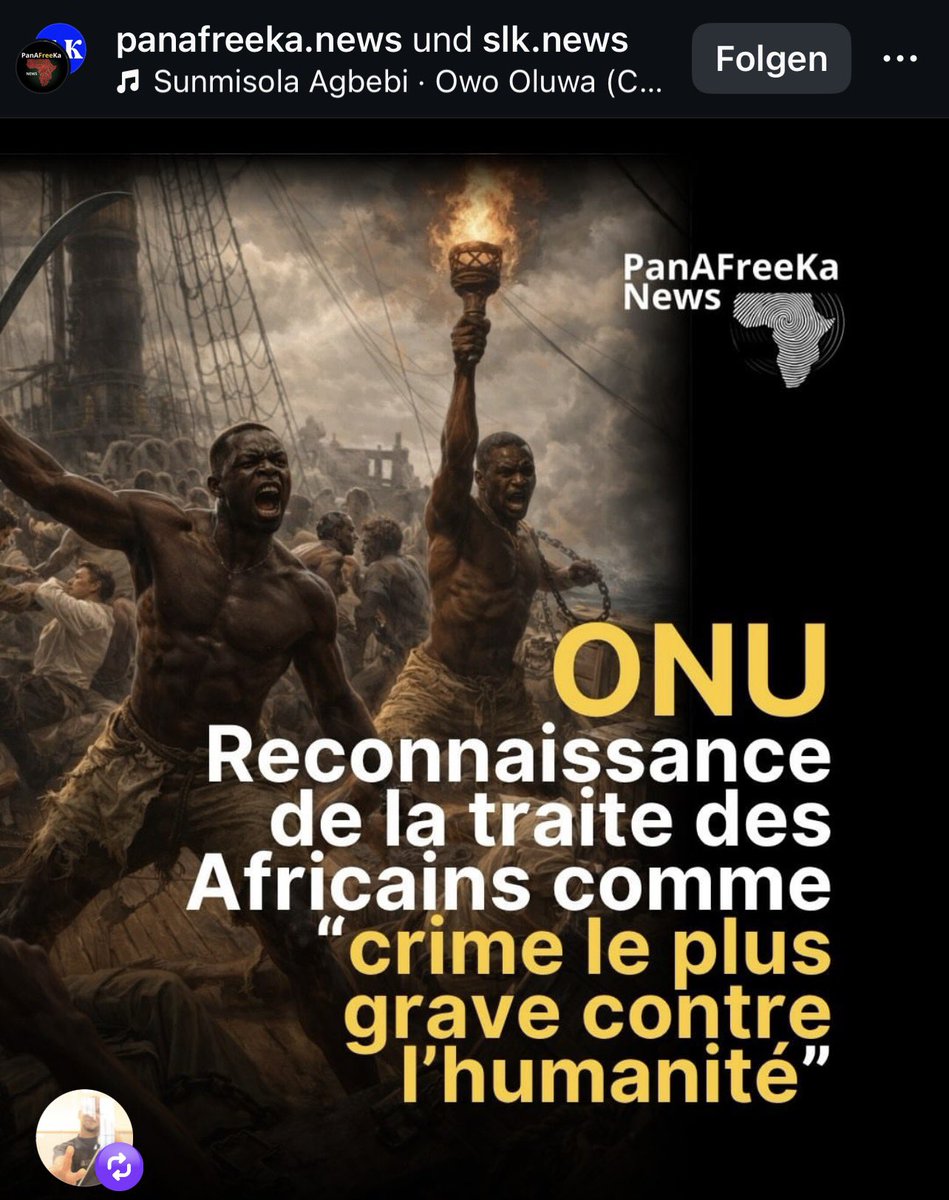 mbeatowe's tweet photo. Reconnaissance à l'ONU de la traite des Africains comme "crime le plus grave contre l'humanité"

Portée par le Ghana, cette résolution historique vient d'être adoptée ce jour à l'Assemblée générale des Nations unies avec 123 voix favorables.

L'entité sioniste, les USA ainsi que l'Argentine ont voté contre, et 52 pays, incluant tous les pays européens esclavagistes et néo-coloniaux, sans surprise, se sont abstenus.

Ainsi, la France, l'Espagne, le Royaume Uni, le Portugal, la Belgique, les Pays-Bas, l'Allemagne, ou encore la Suisse, le Canada et l'Ukraine, se sont évidemment retenus de voter.

Cette résolution ne doit cependant pas endormir les Africains ni masquer l'ampleur des défis à venir en matière de mémoire, de réparation, de justice, de lutte contre les génocides des peuples afro-descendants ou de réappropriation de l'Histoire

Les résolutions des Nations unies correspondent la plupart du temps à des agendas politiques internationaux qui détournent l'attention des problèmes systémiques liés à l'exploitation du continent africain et de ses ressources.
-
Source: https://t.co/E3rLIfB0aT