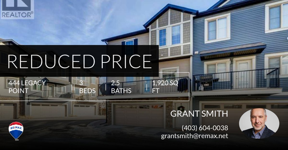 GrantESmith's tweet photo. 📍 Reduced Price 📍 This recently reduced home at 444 Legacy Point in Calgary won't last long, so, don't wait to set up a showing! Reach out here or at (403) 604-0038 for more information!

Grant Smith... https://t.co/QhludoGmlr https://t.co/Ly1UHdxql2