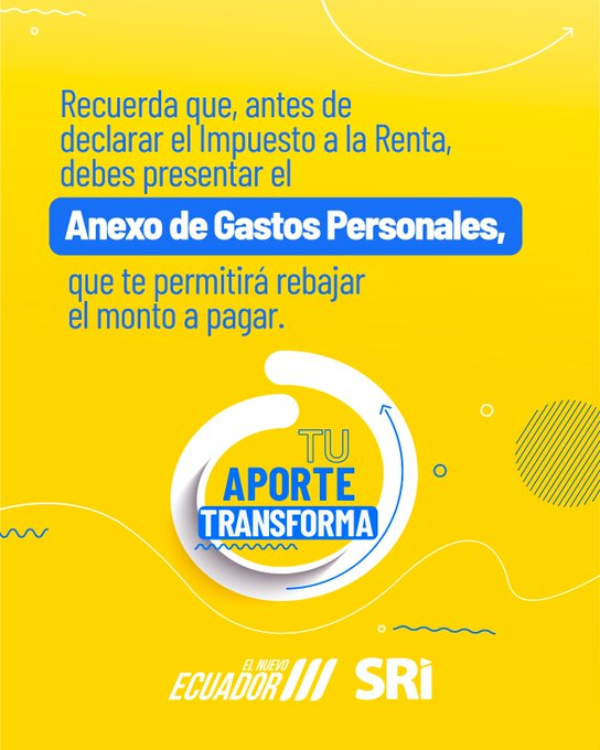 MiriamBustosM_'s tweet photo. 👩🏻‍💻👨🏻‍💻 Declara y paga tu #ImpuestoALaRenta dentro del plazo establecido. 
 
Más información 👉🏻 https://t.co/ftjnDk9JRq  
 
#TuAporteTransforma la vida de todos los ecuatorianos.
 
#ElNuevoEcuador https://t.co/wYdSlYVeOG