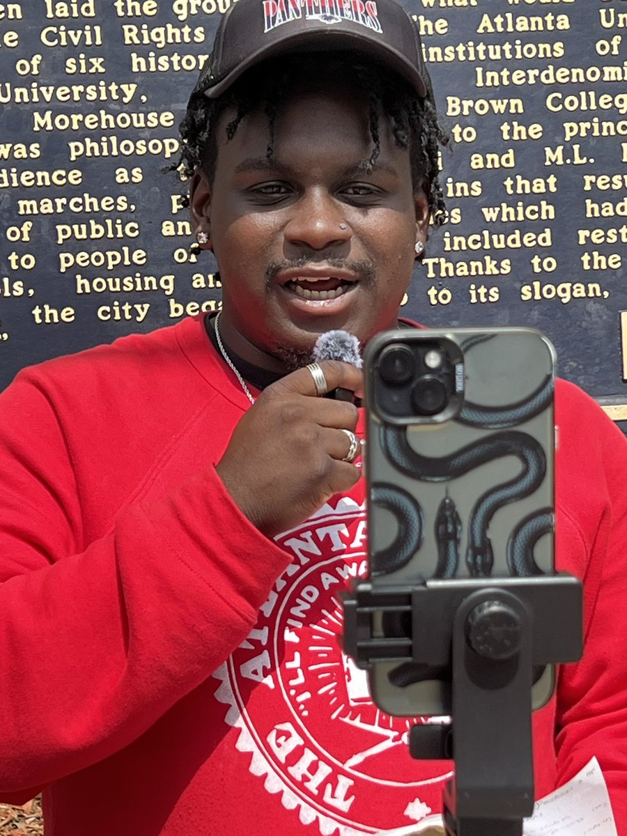 Me recording for my Black History Page <a href="/learnmowithjoe/">Learn Mo’ With Joe ❤️🖤💚</a> today in Atlanta 🙂‍↕️