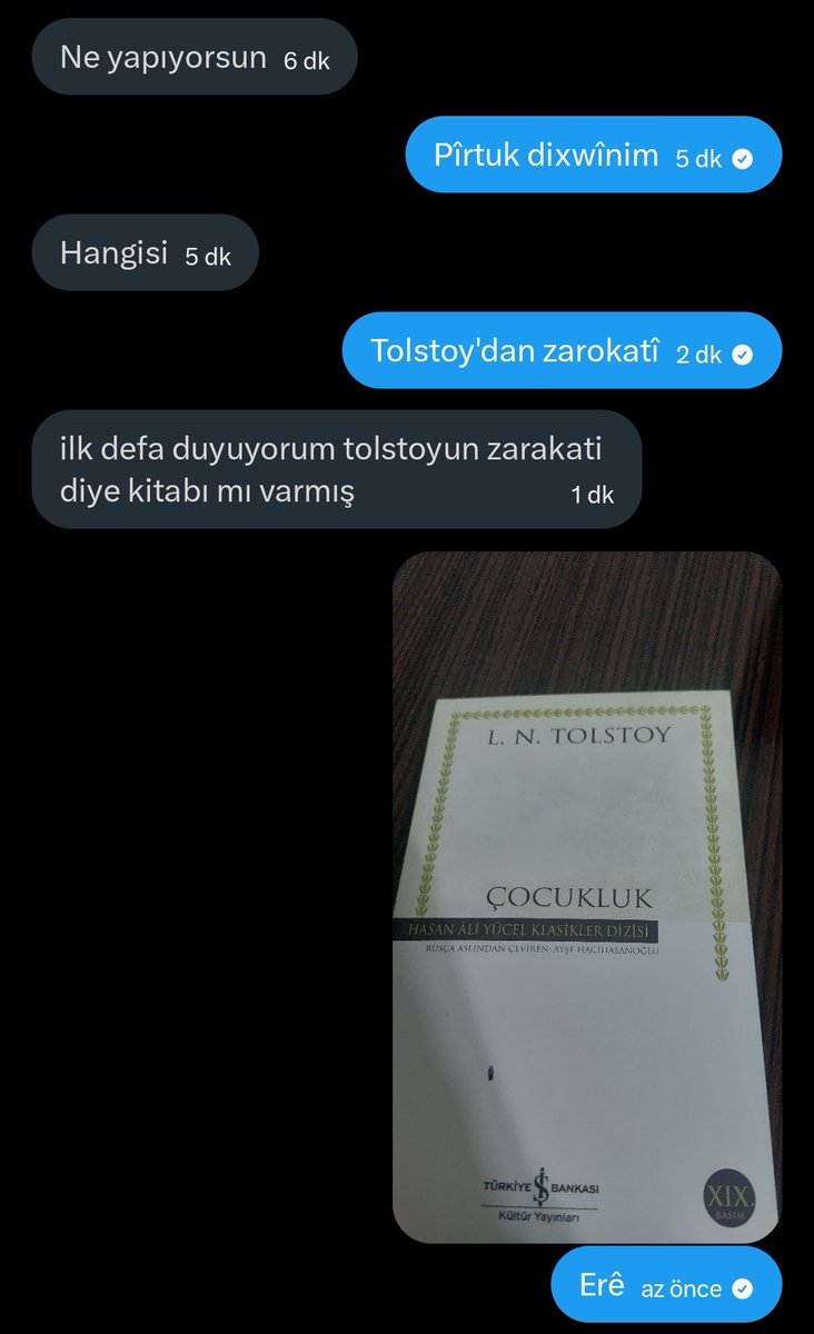 Bir insan tolstoy'un zarokatî kitabını nasıl bilmez
