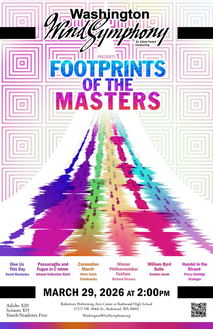 wawindsymphony's tweet photo. Music is a conversation across centuries. 🔜 This Sunday we present "Footprints of the Masters," a concert experience tracing music from the Baroque era to the modern day. 📅 Sunday, March 29 | 2 PM 📍 Robertson Performing Arts Center (Redmond HS) 🎟️ https://t.co/AV5DHRkXPy https://t.co/2us6IY95i7