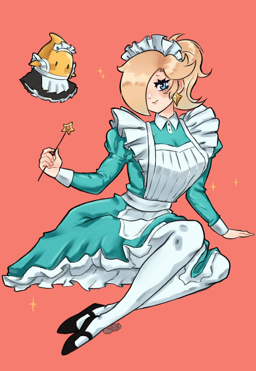 maki_hyt's tweet image. Rosalina Maid #mariobros #fanart