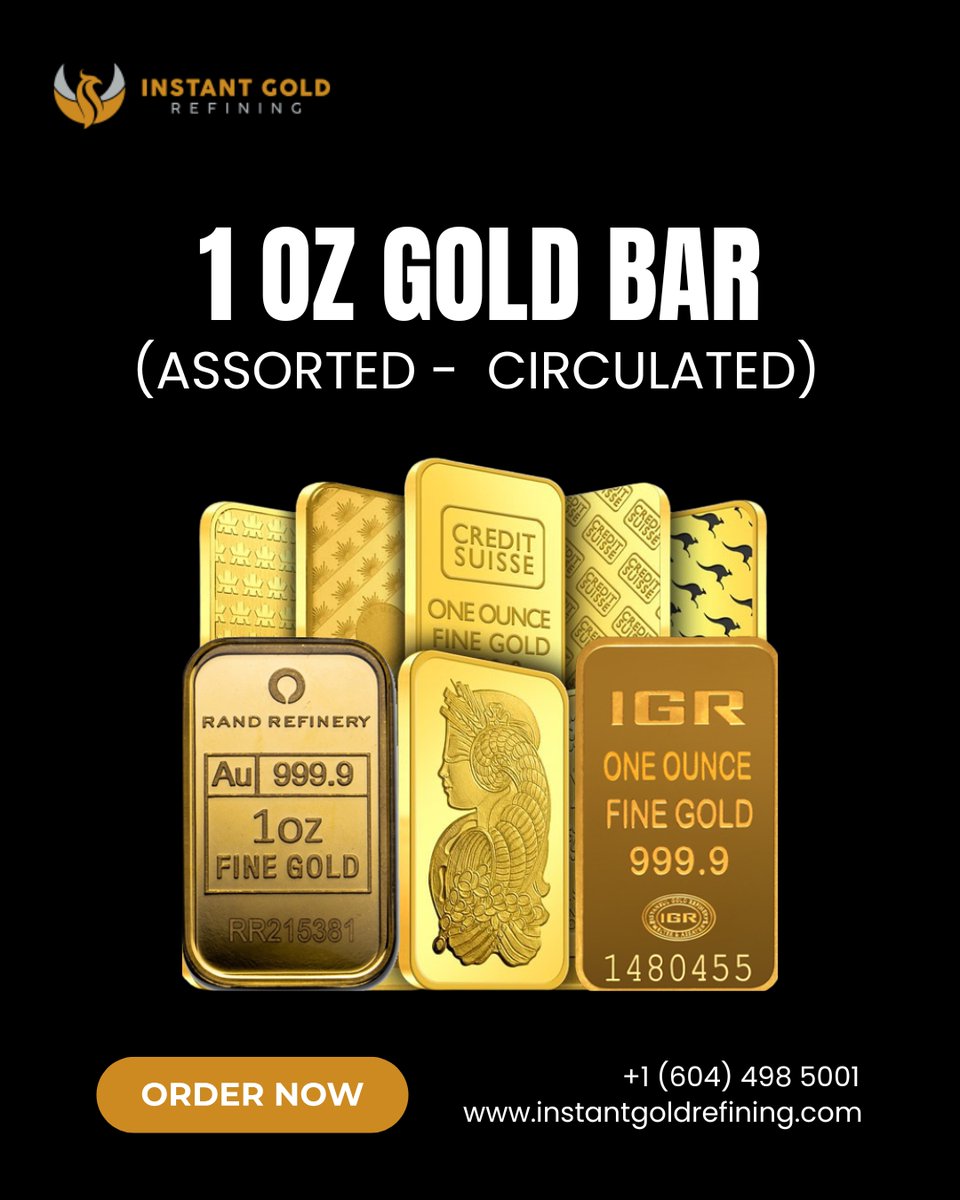 instantgoldinc's tweet photo. Looking to buy 1 oz Gold Bars (Assorted Brands, Circulated)? #InstantGoldRefining offers competitive pricing on pre-owned gold bars with verified authenticity and strong investment value. Secure your gold today. https://t.co/rBVsh3umnu