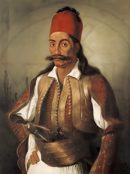 thewolvenhour's tweet photo. Georgios Karaiskakis was one of the most charismatic and controversial military leaders of the Greek War of Independence (1821–1829). 

He rose to become commander-in-chief of Greek forces in Rumeli (central mainland Greece). He is remembered for his guerrilla tactics, reckless bravery, sharp wit, and profane, defiant personality—earning him nicknames like "the Nun's Son" and "Old Man of the Mountains."

He also packed balls of steel and a heavy duty mustache.