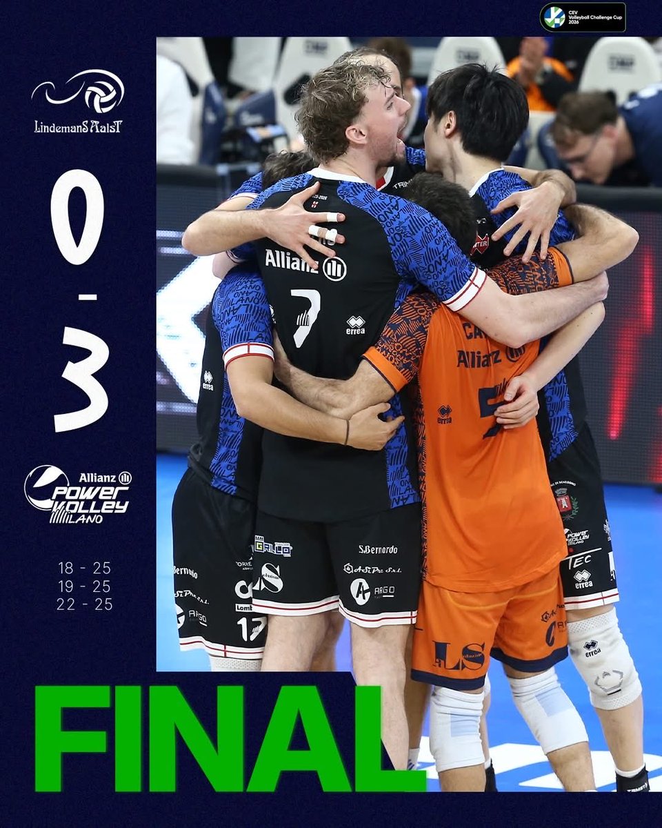 FINAL SCORE - FINALE ANDATA | CEV Challenge Cup

Lindemans 0 - Allianz Milano 3
18-25; 19-25; 22-25

#AllianzMilano #PowervolleyMilano #CEVChallengeCupM