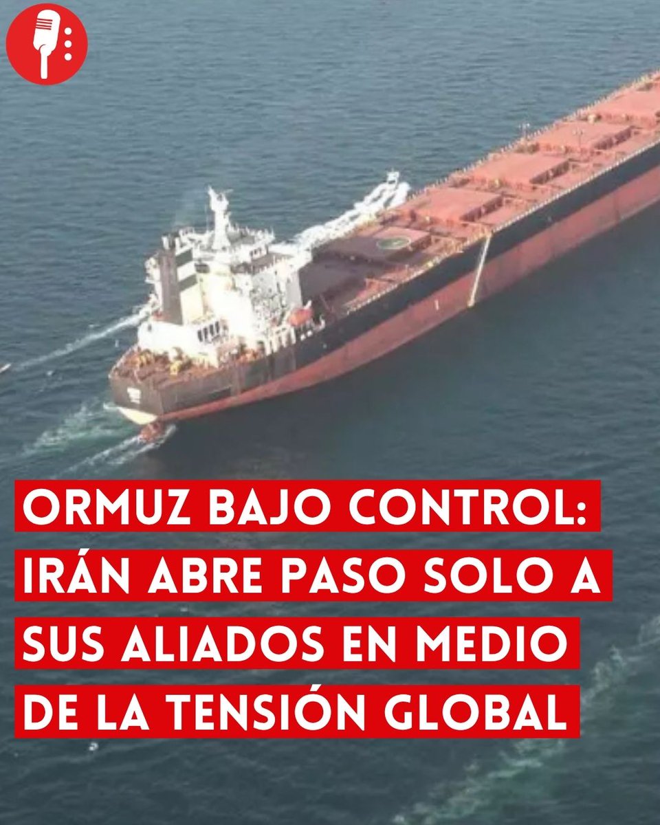 ReporterosMX_'s tweet image. ⭕ OJO | ORMUZ BAJO CONTROL: IRÁN ABRE PASO SOLO A SUS ALIADOS EN MEDIO DE LA TENSIÓN GLOBAL

Irán mantiene tensión global al cerrar el paso en el estratégico estrecho de Ormuz, para sus adversarios, permitiendo únicamente el tránsito a países aliados. La medida llega tras una