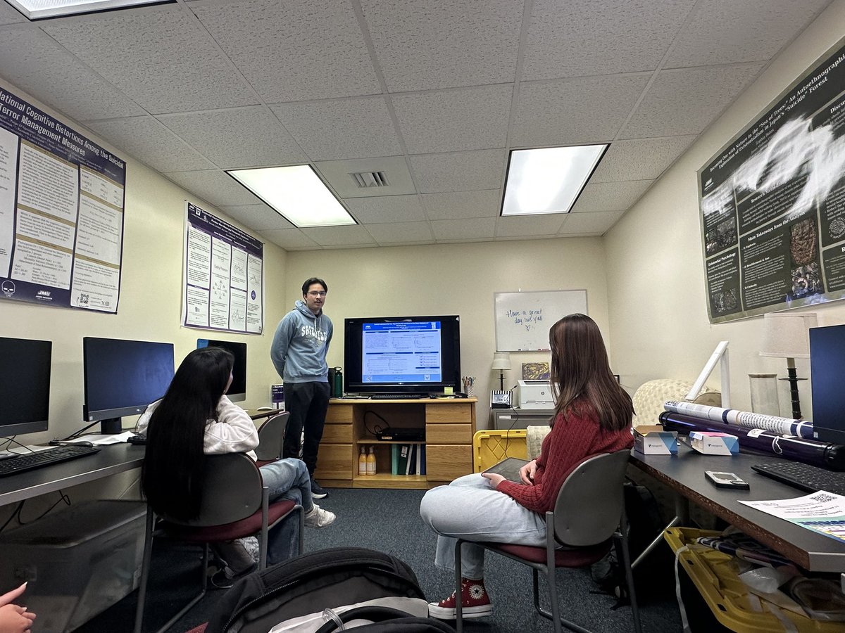 LabTerror's tweet photo. We’re back from break and hard at work! Practice sessions for the @JMUCAL research conference are underway! https://t.co/eVs2iFKbGG
