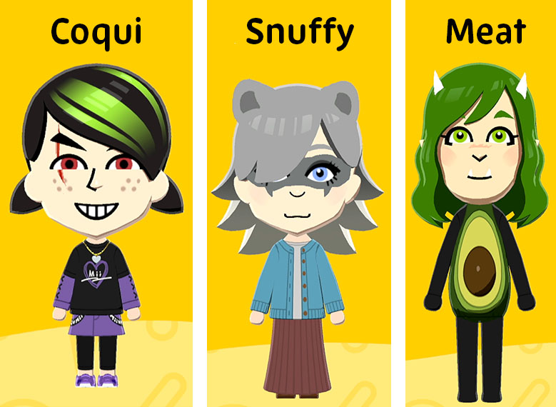 Sketchbored's tweet photo. attempted to make coqui, snuffy & meat in the demo for the new tomodachi life game! Excited for it to come out next month :D
#coquinuts #snuffyart #meatpaint https://t.co/YVAIX28kFc