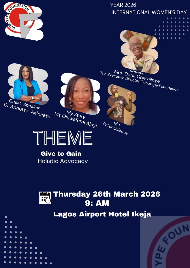 SickleGail's tweet photo. Privileged to join the Icons ; @genotypeF and @annettea17 @AkinseteAn76073 tomorrow as we commemorate the International Women's Day.  It will be an awesome time. Kindly join us if you can. See eflier for details. https://t.co/si9mUqj8qh