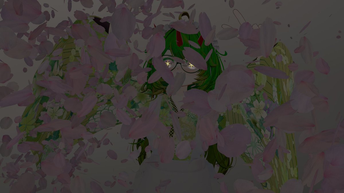 シーン切り替えに使えそうなくらい大量の桜吹雪を浴びました。
思わず漏れる、この表情。嬉しさ爆発、すき。
#VRChat
#まつり3D