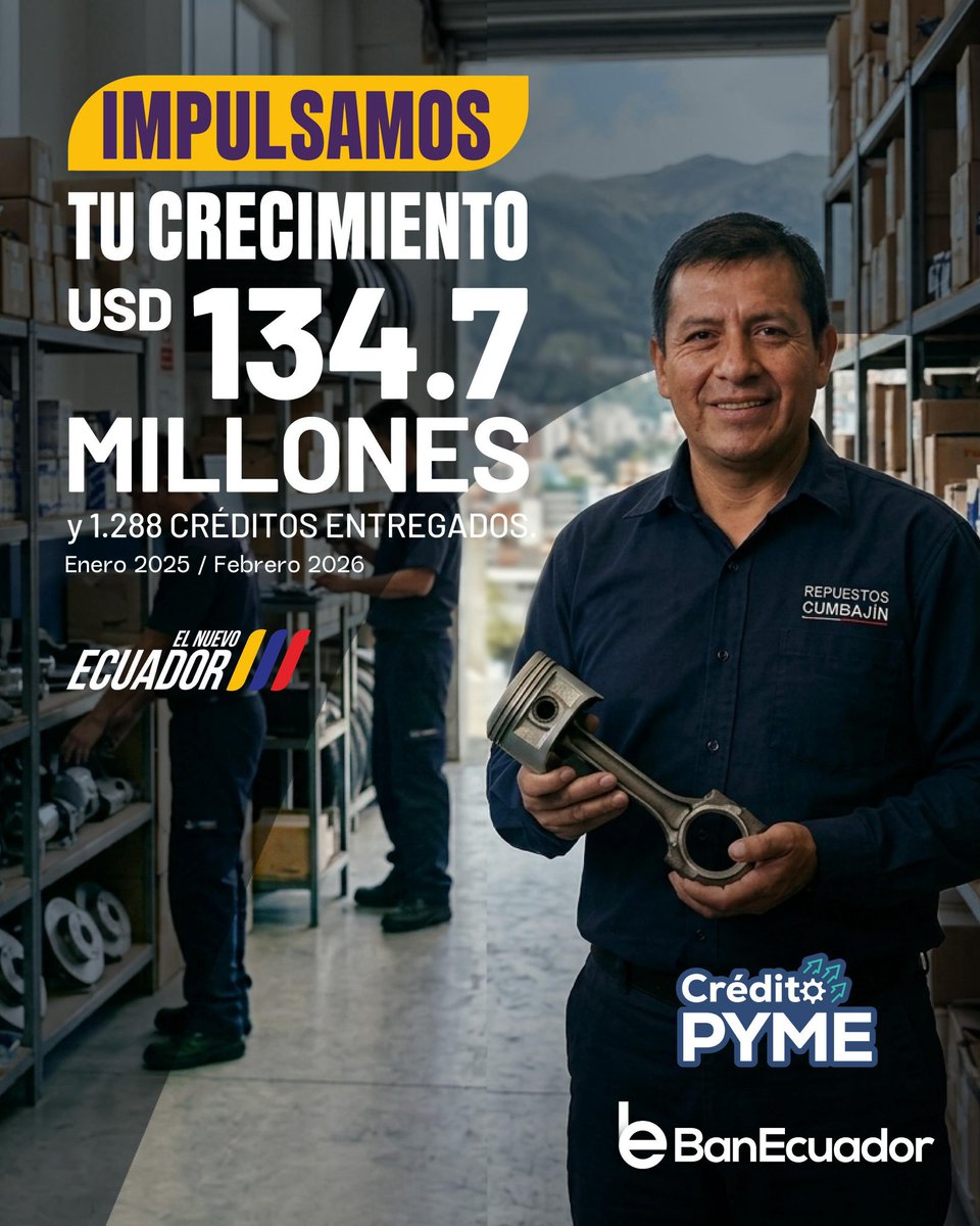 BanEcuadorBP's tweet image. ¡Donde hay trabajo duro, nosotros ponemos el impulso! 🇪🇨🚀

#BanEcuador #ElNuevoEcuador  #PYME #finanzas