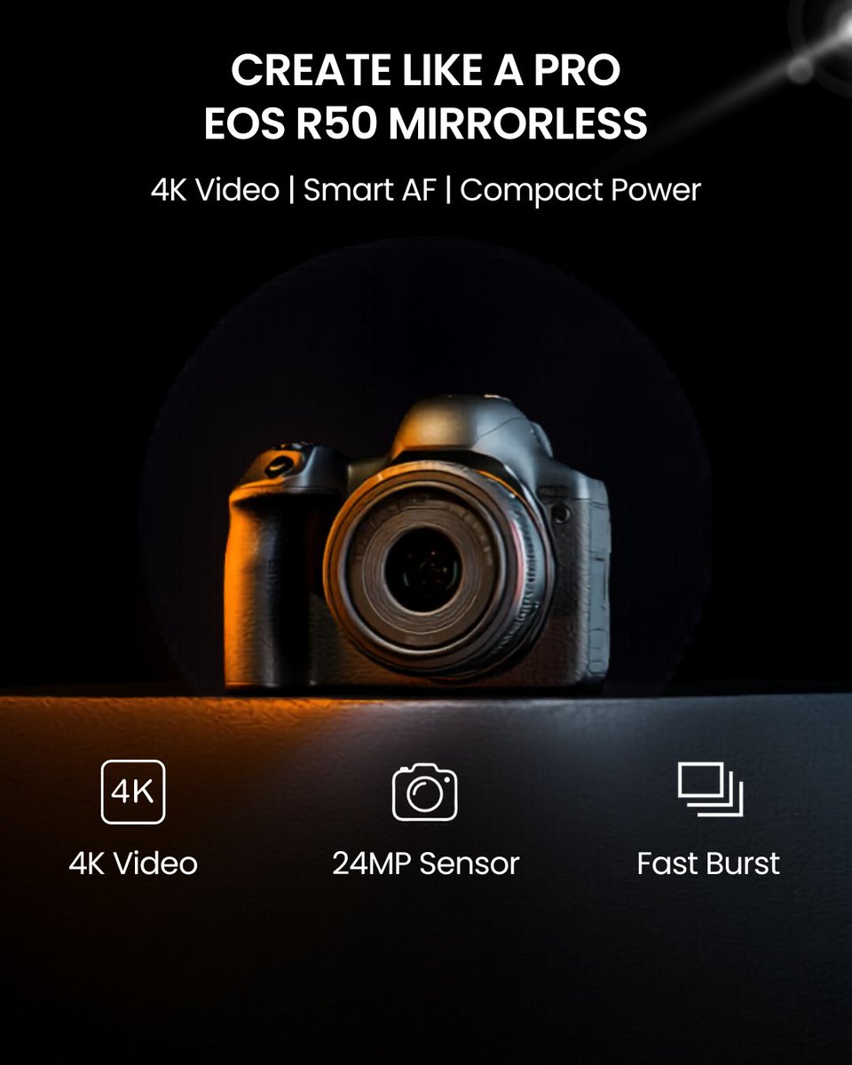 yourtechfl36388's tweet photo. Create like a pro. 📸
Compact power. Stunning results.
#CanonR50 #MirrorlessCamera https://t.co/TbrrDeUCZ6