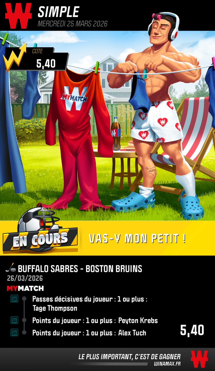 LePuckeur's tweet photo. 🇺🇸NHL

Sabres 🆚 Bruins

Thompson 🎯
Passeur | 2,20
2 Passes | 7,25 
3 Passes | 32

MyMatch | 5,40 🎯

Voici mes picks pour cette nuit, j’ai beaucoup beaucoup hésiter à focus les points de Krebs à la place j’espère ne pas avoir de regret 🏒

❤️🔁

#TeamParieur #NHL https://t.co/SBCgvwnjtx
