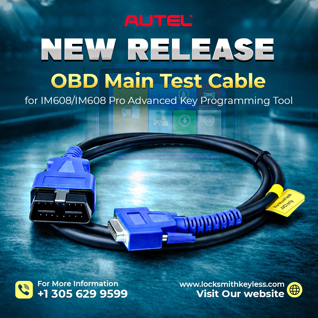 LksmithKeyless's tweet image. 🚨 NEW RELEASE 🚨

OBD Main Test Cable for IM608 / IM608 Pro 🔧
⚡ Faster diagnostics
⚡ Stable connection
⚡ Built for pro key programming
Shop now: locksmithkeyless.com/products/autel…
#Locksmith #Autel #KeyProgramming #OBD
